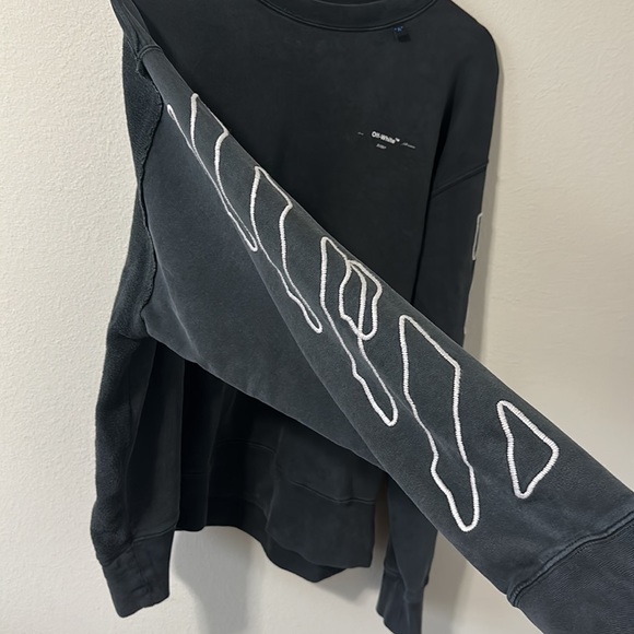 OFF-WHITE c/o Virgil Abloh "Main Label" Black Sweatshirt Men's Medium - Picture 3 of 16